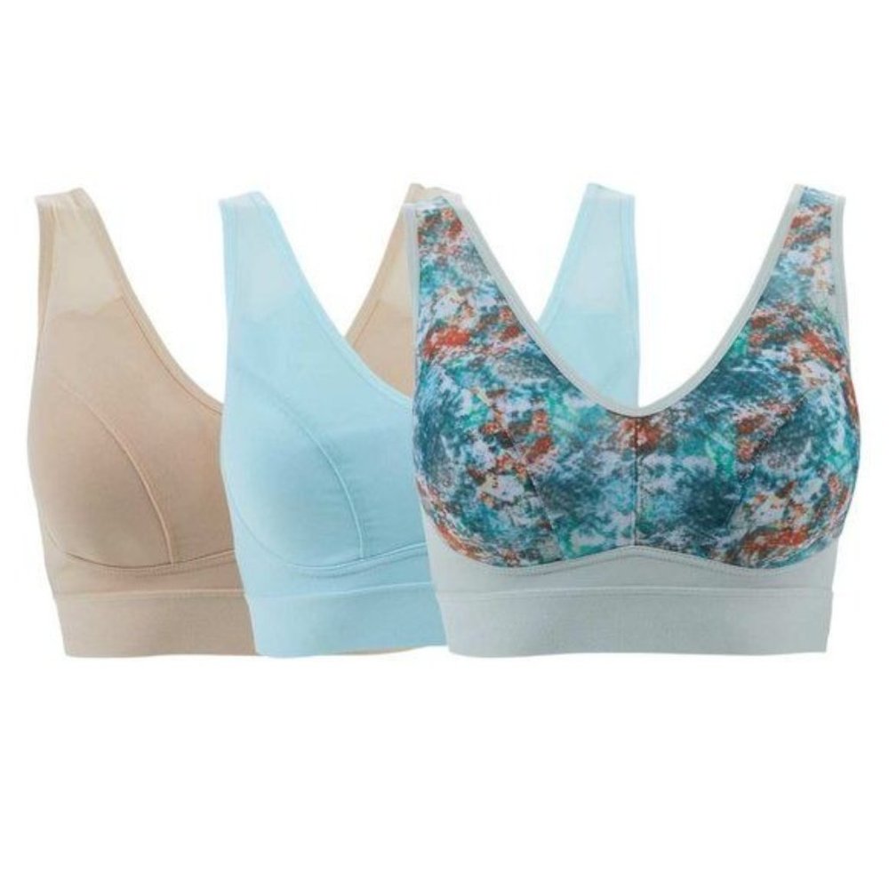Rhonda Shear 3-pack Mesh Front Leisure Bra X LARGE